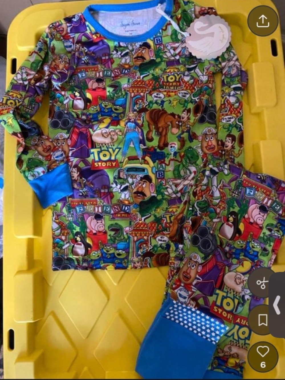 Sugar Swan Toy Story Kids bamboo pj Set - size 7/8 NWT